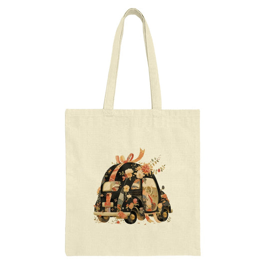Floral Car Tote Bag, Cute Vehicle Bag, Stylish Everyday Tote, Unique Gift Idea, Trendy Tote Bag for Women, Quirky Car Design, Nature Lover - Tawshia