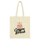 Coffee Break Tote Bag, Cute Coffee Cup, Gift for Coffee Lover, Everyday Bag, Shopping Bag, Book Bag, Reusable Bag - Tawshia