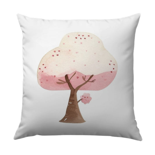 Cherry Blossom Tree Pillow, Watercolor Floral Art, Pink Tree Cushion, Nature Inspired Decor, Decorative Throw Pillows - Tawshia