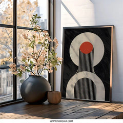 Abstract Wall Art, Geometric Print, Modern Home Decor, Red Circle Art, Line Art Print, Minimalist Design, Contemporary Wall Decor - Tawshia