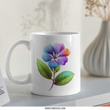 Colorful Flower Mug, Floral Coffee Cup, Unique Flower Design, Artistic Mug, Gift for Her, Flower Lover Mug, Rainbow Flower Mug, Tea Cup - Tawshia