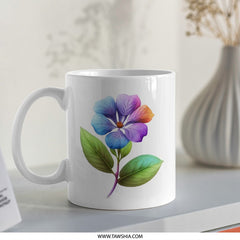 Colorful Flower Mug, Floral Coffee Cup, Unique Flower Design, Artistic Mug, Gift for Her, Flower Lover Mug, Rainbow Flower Mug, Tea Cup - Tawshia