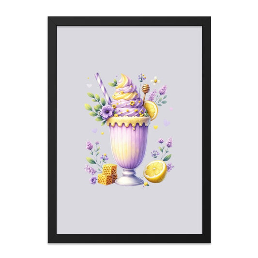 Lavender Lemonade Wall Art, Honeycomb Decor, Whimsical Kitchen Print, Sweet Drink Illustration, Purple Yellow Home Decor, Modern Wall Decor - Tawshia