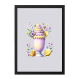 Lavender Lemonade Wall Art, Honeycomb Decor, Whimsical Kitchen Print, Sweet Drink Illustration, Purple Yellow Home Decor, Modern Wall Decor - Tawshia