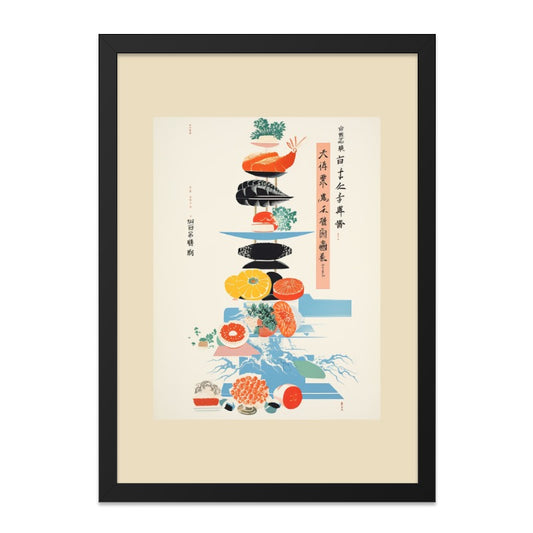 Japanese Food Wall Art, Vintage Fruits Print, Sushi Art, Kitchen Wall Decor, Asian Cuisine Poster, Unique Food Art - Tawshia