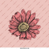 Pink Daisy Pocket Mirror, Floral Handbag Mirror, Cute Makeup Mirror, Gift For Her, Botanical Pocket Mirror, Engraved Pocket Mirror - Tawshia
