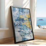 Abstract Blue and Gold Wall Art, Modern Art Print, Textured Wall Decor, Contemporary Home Decor, Living Room Art - Tawshia