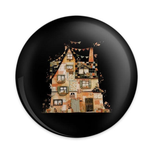 Whimsical House Pinback Button, Cute Home Badge, Quirky Cottage Gift, Colorful Building Pin, Unique Architecture Button, Fun Outfit - Tawshia