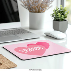 Friends Heart Mouse Pad, Pink Heart Design, Cute Desk Accessory, Best Friend Gift, Office Decor, Computer Mousepad, Gaming Mouse Mat - Tawshia