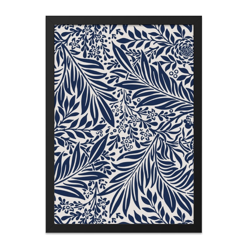 Indigo Floral Wall Art, Botanical Print, Navy Blue Foliage Decor, Modern Home Art, Elegant Nature Inspired Artwork, Living Room Decoration - Tawshia