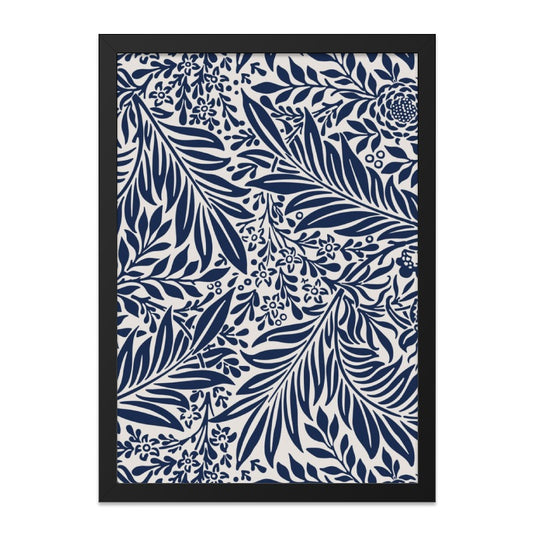 Indigo Floral Wall Art, Botanical Print, Navy Blue Foliage Decor, Modern Home Art, Elegant Nature Inspired Artwork, Living Room Decoration - Tawshia