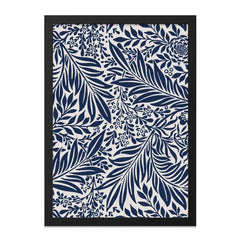 Indigo Floral Wall Art, Botanical Print, Navy Blue Foliage Decor, Modern Home Art, Elegant Nature Inspired Artwork, Living Room Decoration - Tawshia