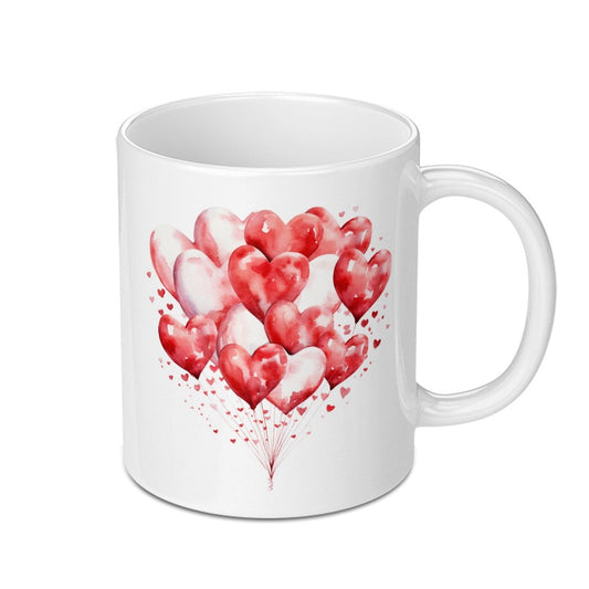 Heart Balloons Mug, Valentine's Mug, Romantic Gift Mug, Love Heart Mug, Anniversary Mug, Heart Mug, Gift For Her, Gift For Him - Tawshia