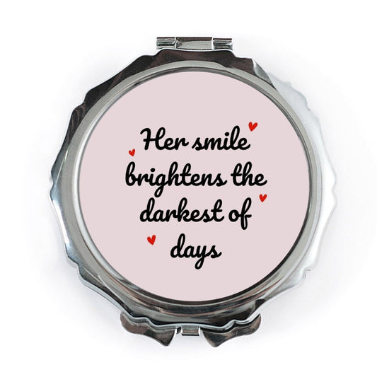 Her Smile Pocket Mirror, Inspirational Quote Compact Mirror, Brightens Darkest Days, Gift for Her, Cute Pocket Mirror, Purse Mirror - Tawshia