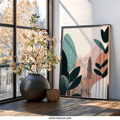 Modern Botanical Wall Art, Abstract Leaf Print, Minimalist Art, Nature Inspired Decor, Contemporary Wall Decor, Home Office Art - Tawshia