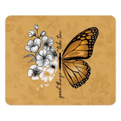 Monarch Butterfly Mouse Pad, Floral Decor, Inspirational Quote, Desk Accessories, Office Decor, Aesthetic Mousepad - Tawshia