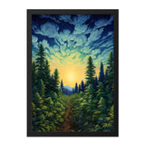 Forest Wall Art, Cannabis Field Art, Landscape Print, Nature Painting, Sunset Scene Decor, Trees Wall Decor, Pathway Art, Cloudscape - Tawshia