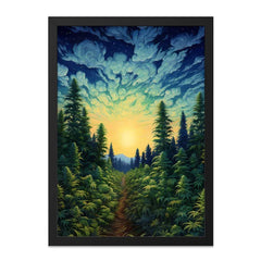 Forest Wall Art, Cannabis Field Art, Landscape Print, Nature Painting, Sunset Scene Decor, Trees Wall Decor, Pathway Art, Cloudscape - Tawshia
