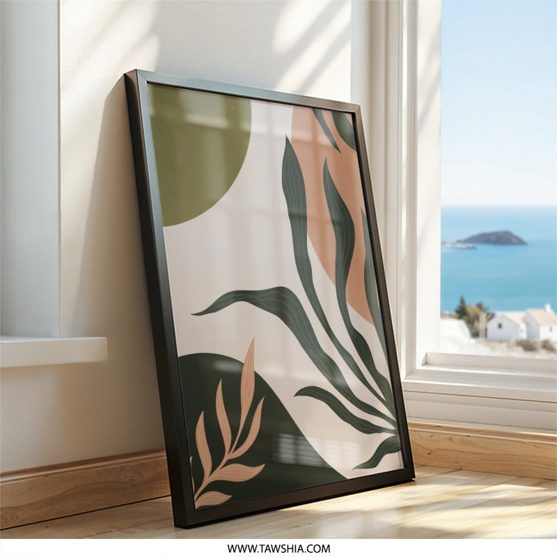 Botanical Wall Art, Abstract Plant Print, Modern Art, Earth Tone Decor, Minimalist Artwork, Living Room Decor - Tawshia