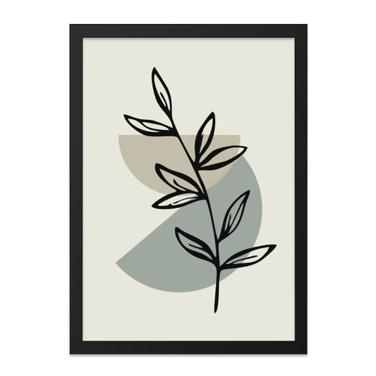 Minimalist Botanical Wall Art, Abstract Plant Print, Modern Home Decor, Leaf Drawing Artwork, Neutral Color Palette - Tawshia