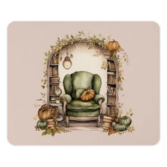 Cozy Reading Nook Mouse Pad, Autumnal Armchair Decor, Book Lover Gift, Fall Pumpkin Vibes, Home Library Desk Accessory - Tawshia