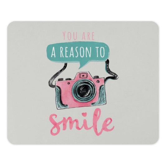 You Are A Reason To Smile Mouse Pad, Pink Camera Art Mousepad, Office Decor Mousepad, Inspirational Quote Mouse Pad, Gift Idea - Tawshia