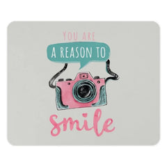 You Are A Reason To Smile Mouse Pad, Pink Camera Art Mousepad, Office Decor Mousepad, Inspirational Quote Mouse Pad, Gift Idea - Tawshia