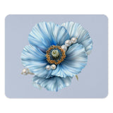Blue Poppy Mouse Pad, Floral Mousepad, Elegant Pearl Flower Design, Office Decor, Computer Accessory, Desk Mat, Gift Idea - Tawshia