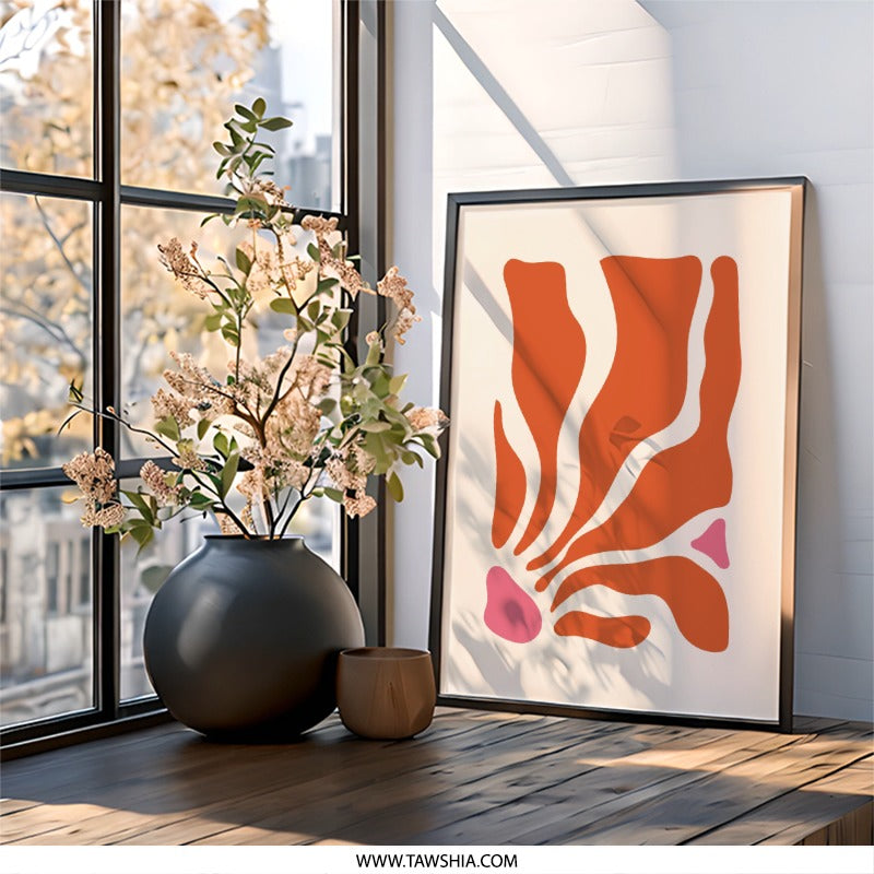 Abstract Orange Wall Art, Modern Print Decor, Geometric Wall Hanging, Contemporary Art Print, Minimalist Home Decor Wall Art - Tawshia