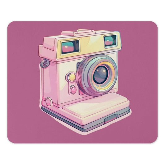 Retro Camera Mouse Pad, Cute Aesthetic Mousepad, Desk Accessory, Photographer Gift, Vintage Style, Computer Mat, Pink Mouse Pad, Office - Tawshia