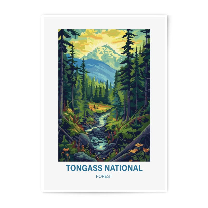 Tongass National Forest Photographic Print, Mountain Landscape Art, Alaska Scenery Poster, Nature Wall Decor, River and Trees Print - Tawshia