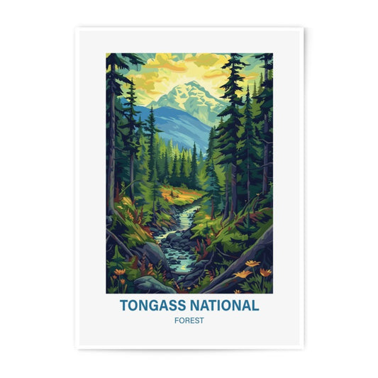 Tongass National Forest Photographic Print, Mountain Landscape Art, Alaska Scenery Poster, Nature Wall Decor, River and Trees Print - Tawshia
