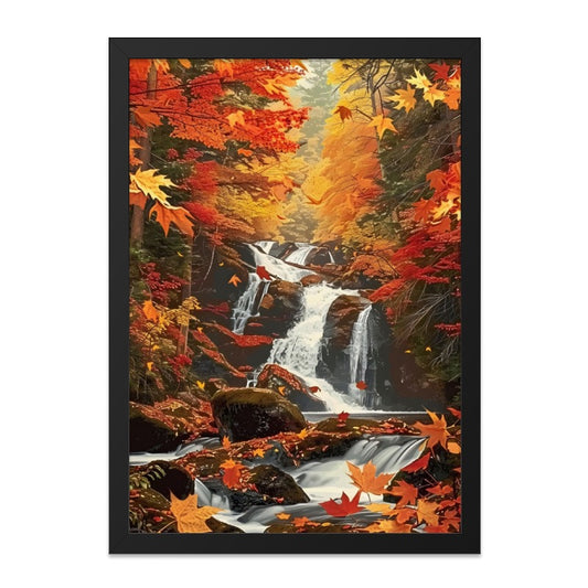 Autumn Waterfall Wall Art, Forest Stream Landscape, Fall Foliage Print, Nature Photography Decor, Scenic Wall Decor, Cozy Home Art - Tawshia