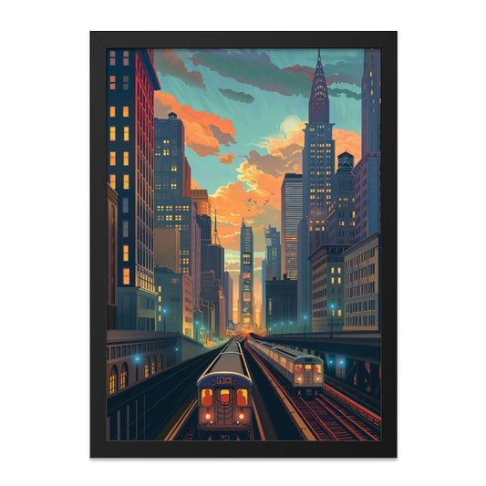 NYC Subway Wall Art, Cityscape Print, New York Painting, Urban Art Decor, Train Art, City Skyline, Modern Art Print, Travel Gift Idea - Tawshia