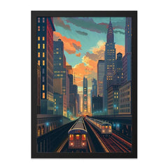 NYC Subway Wall Art, Cityscape Print, New York Painting, Urban Art Decor, Train Art, City Skyline, Modern Art Print, Travel Gift Idea - Tawshia