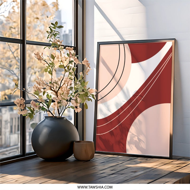 Abstract Shapes Wall Art, Minimalist Print, Contemporary Home Decor, Geometric Artwork, Modern Wall Decor, Circle and Line Art - Tawshia
