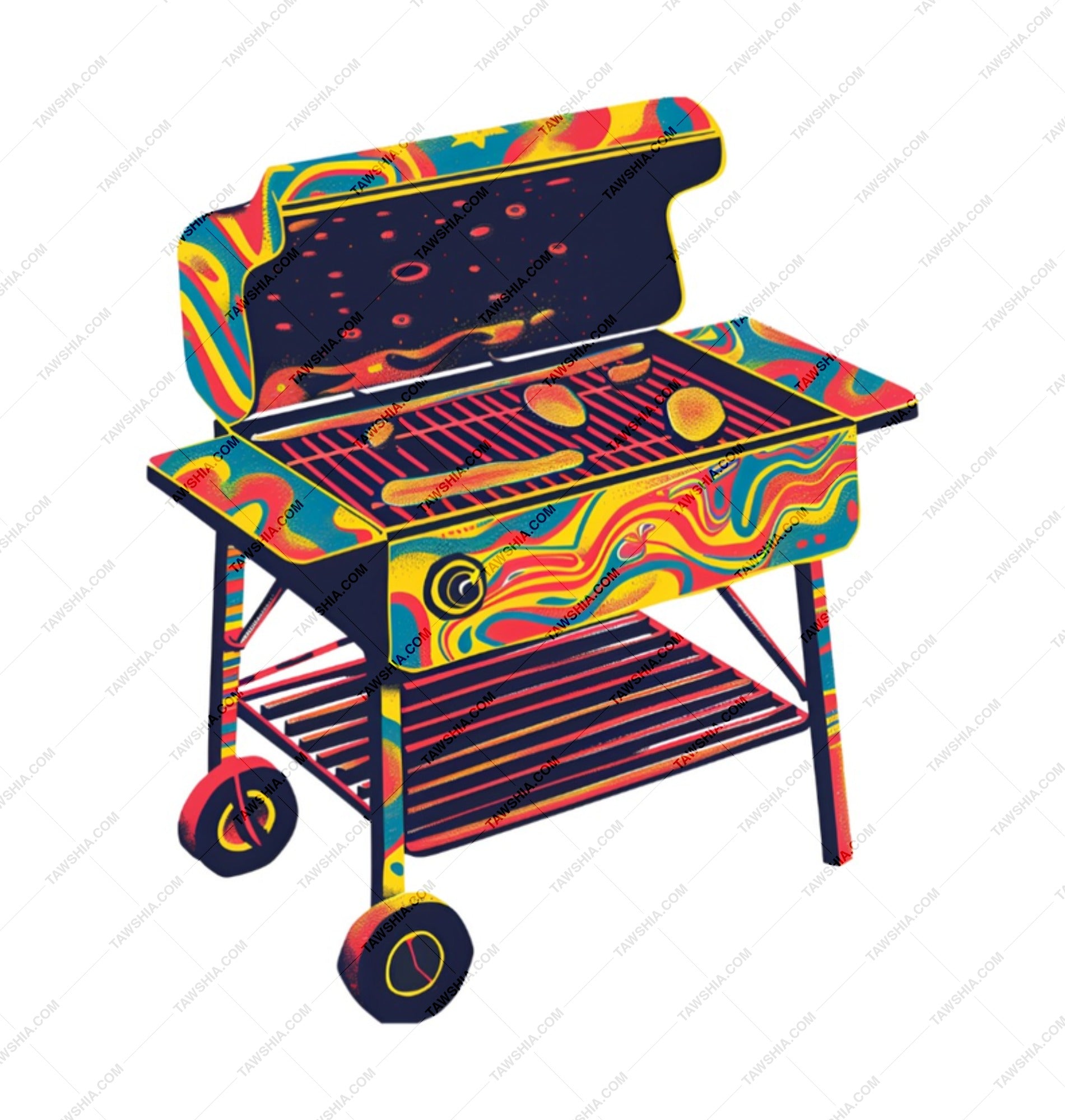 Grill Mug, BBQ Mug, Psychedelic Grill, Summer Gift, Grill Lover, BBQ Party, Cool Mug, Unique Gift Idea, Gift for Dad - Tawshia