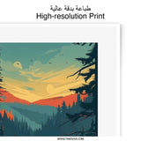 Taiga Forest Photographic Print, Lake Landscape Art, Evergreen Trees, Nature Wall Decor, Scandinavian Style, Sunset Reflection Print - Tawshia