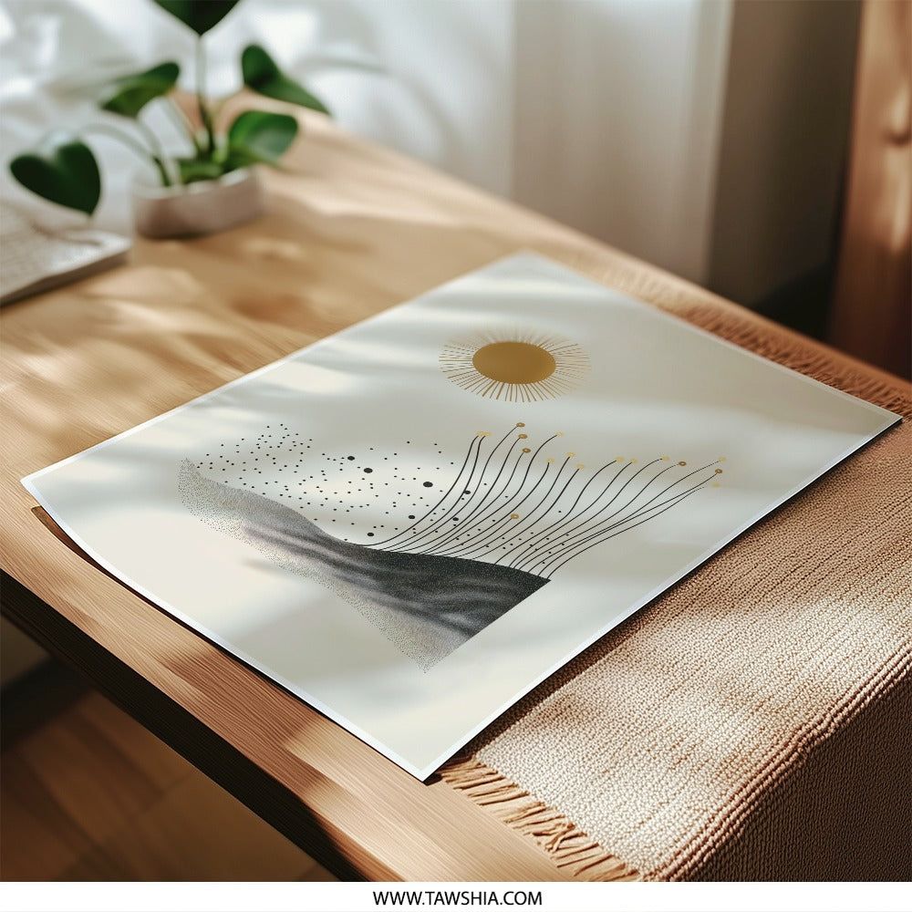 Abstract Sun Photographic Print, Minimalist Art Print, Modern Home Decor, Wall Art, Earth Tones, Nature Inspired, Home Decor - Tawshia
