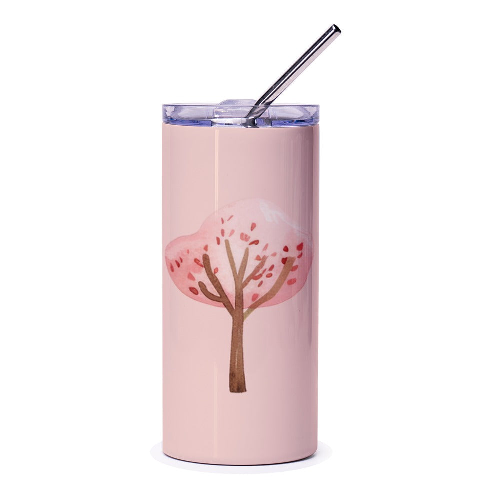 Cherry Blossom Tumbler, Pink Floral Cup, Spring Drinkware, Tree Art Tumbler, Watercolor Tumbler, Nature Lover Gift, Travel Mug, Cute Gift - Tawshia