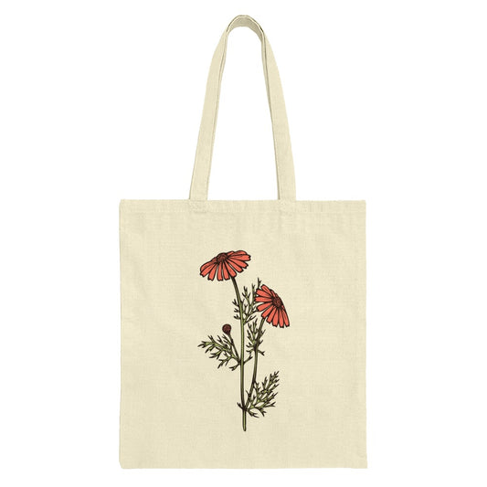 Floral Tote Bag, Chamomile Design, Flower Graphic Tote, Botanical Print Bag, Everyday Carry Bag, Gift for Her, Trendy Tote Bags - Tawshia