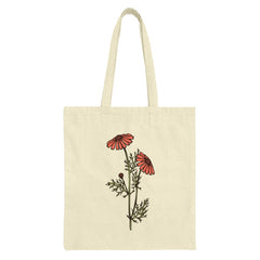 Floral Tote Bag, Chamomile Design, Flower Graphic Tote, Botanical Print Bag, Everyday Carry Bag, Gift for Her, Trendy Tote Bags - Tawshia