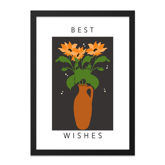 Best Wishes Wall Art, Floral Vase Print, Orange Flower Decor, Minimalist Art, Housewarming Gift, Botanical Wall Decor, Simple Home Art - Tawshia