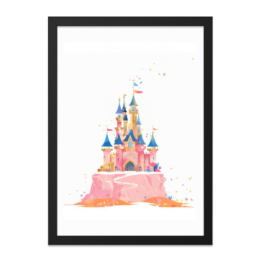 Pink Castle Wall Art, Watercolor Castle Print, Fairytale Castle Decor, Kids Room Art, Princess Castle Art, Magical Kingdom Art - Tawshia