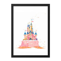 Pink Castle Wall Art, Watercolor Castle Print, Fairytale Castle Decor, Kids Room Art, Princess Castle Art, Magical Kingdom Art - Tawshia