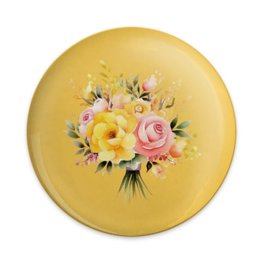 Floral Bouquet Pinback Button, Yellow Roses, Flower Gift Button, Cute Badge, Floral Button, Artistic Button, Pinback Button Accessory - Tawshia