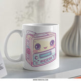 Kawaii Cassette Player Mug, Cute Retro 80s Mug, Pastel Aesthetic Mug, Unique Coffee Mug, Gift for Music Lover, Trendy Mug (138) - Tawshia