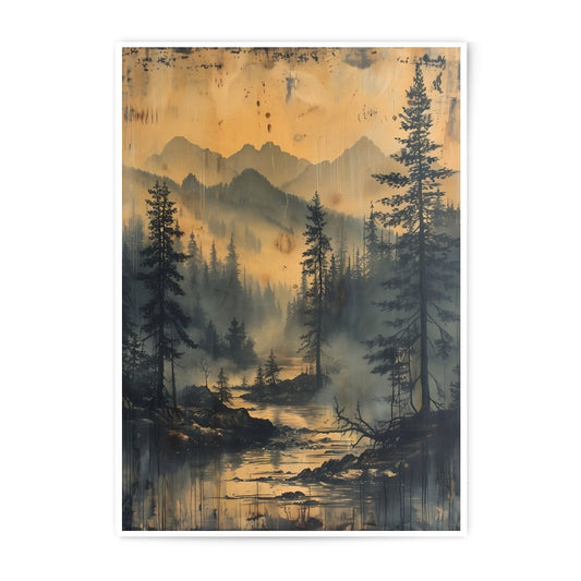 Misty Mountain Photographic Print, Forest Landscape Art, Nature Wall Decor, Scenic Home Decor, Serene Landscape Print - Tawshia
