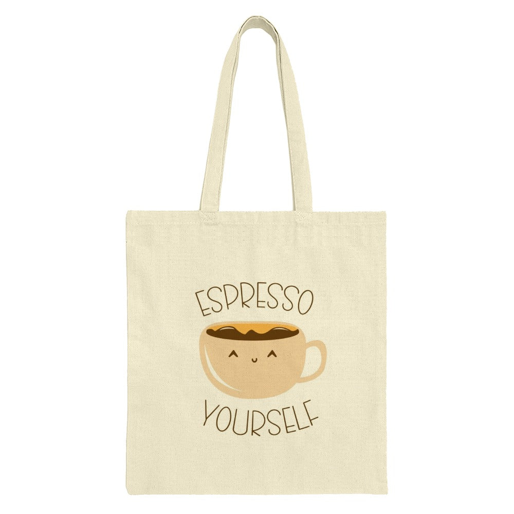 Espresso Yourself Tote Bag, Cute Coffee Lover Gift, Kawaii Coffee, Coffee Pun Bag, Coffee Addict, Gift for Her, Grocery Bag, Reusable Bag - Tawshia