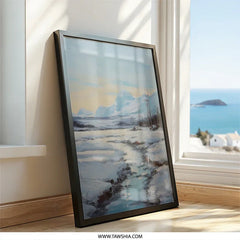 Winter Mountain Wall Art, Snow Landscape Art Print, Winter Scene Painting, Snowy Mountain Artwork, Home Decor Wall Art - Tawshia